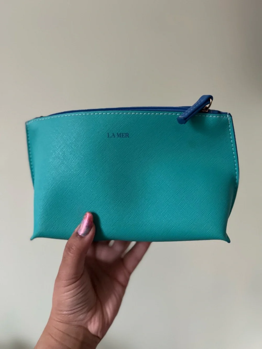 LA MER Turquoise Skincare Makeup Jewelry Zip Small Pouch Organize Storage Travel
